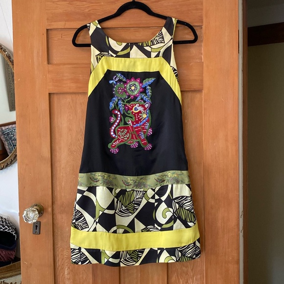 Vintage Custo Silk Dress with Asian Dragon Detail - size 2 - Picture 1 of 8